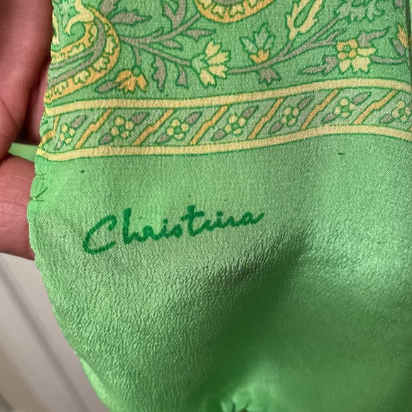 Christina India Lime Green Silk Shirt and Silk Scarf Combo - XL - Picture 9 of 9